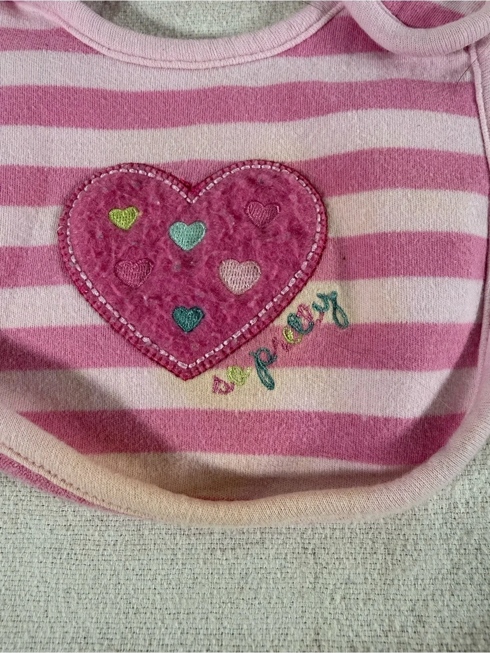 Carter's Pink Striped & Elephant Bib Set